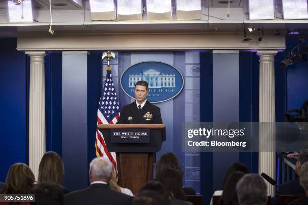 Ronny Jackson, physician for U.S. President Donald Trump, speaks during a White House press briefing in Washington D.C., U.S., on Tuesday, Jan. 16,...