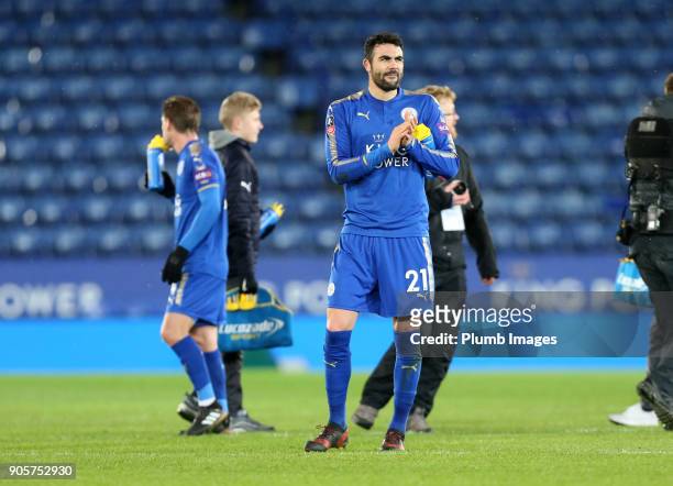 Vicente Iborra of Leicester City after the FA Cup Third round replay between Leicester City and Fleetwood Town at The King Power Stadium on January...