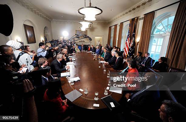 President Barack Obama speaks as Environmental Protection Agency Administrator Lisa Jackson, Education Secretary Arne Duncan, Health and Human...