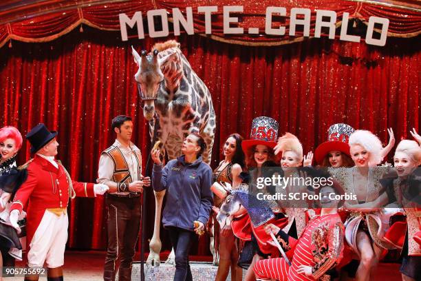 Princess Stephanie of Monaco attends the 42nd International Circus Festival In Monte-Carlo : Photocall on January 16, 2018 in Monaco, Monaco.