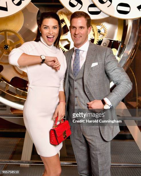 Adriana Lima and IWC Schaffhausen CEO Christoph Grainger-Herr at the IWC booth during the Maison's launch of its Jubilee Collection at the Salon...