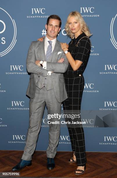Christoph Grainger-Herr and Karolina Kurkova at the IWC booth during the Maison's launch of its Jubilee Collection at the Salon International de la...