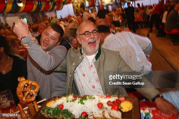 Hair stylist Udo Walz and his partner Carsten Thamm attend the Berlin Oktoberfest on September 10, 2009 in Berlin, Germany.