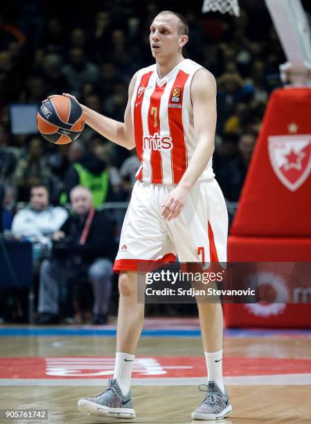 Dejan Davidovac of Crvena Zvezda in action during the 2017/2018 Turkish Airlines EuroLeague Regular Season Round 18 game between Crvena Zvezda mts...
