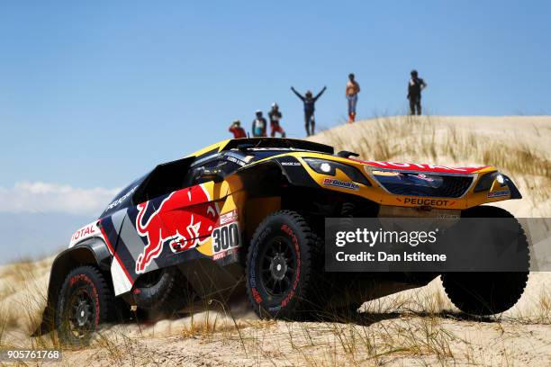 Stephane Peterhansel of France and Peugeot Total drives with co-driver Jean Paul Cottret of France in the 3008 DKR Peugeot car in the Classe : T1.4 2...