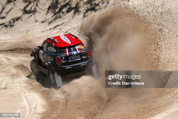 Orlando Terranova of Argentina and Mini X-Raid drives with co-driver Bernardo Graue of Argentina in the Mini John Cooper Rally Works car in the...