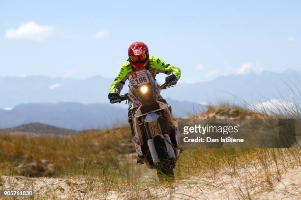 Simon Marcic of Slovenia and Marcic rides a 450 KTM bike in the Classe 2.2 : Marathon during stage ten of the 2018 Dakar Rally between Salta and...