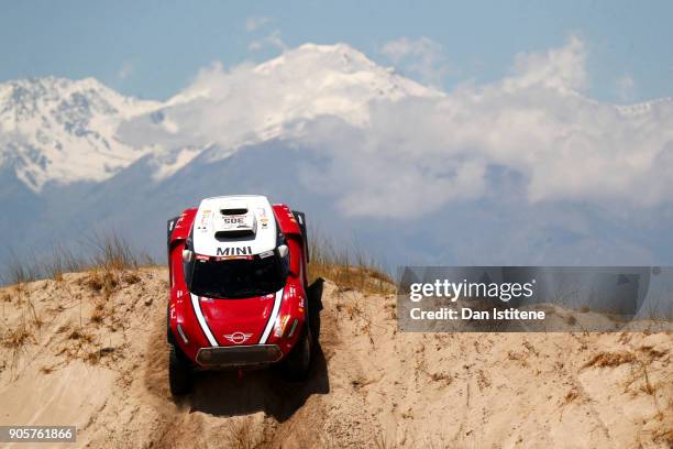 Mikko Hirvonen of Finland and Mini X-Raid drives with co-driver Andreas Schulz of Germany in the Mini John Cooper Works Buggy car in the Classe :...