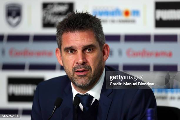 Head coach Jocelyn Gourvennec of Bordeaux during press conference after the Ligue 1 match between FC Girondins de Bordeaux and SM Caen at Stade...