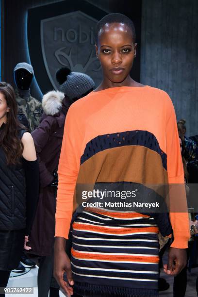 Florence Kasumba during the Nobis Cocktail at Premium Berlin on January 16, 2018 in Berlin, Germany.