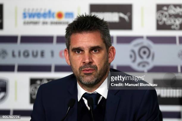 Head coach Jocelyn Gourvennec of Bordeaux during press conference after the Ligue 1 match between FC Girondins de Bordeaux and SM Caen at Stade...
