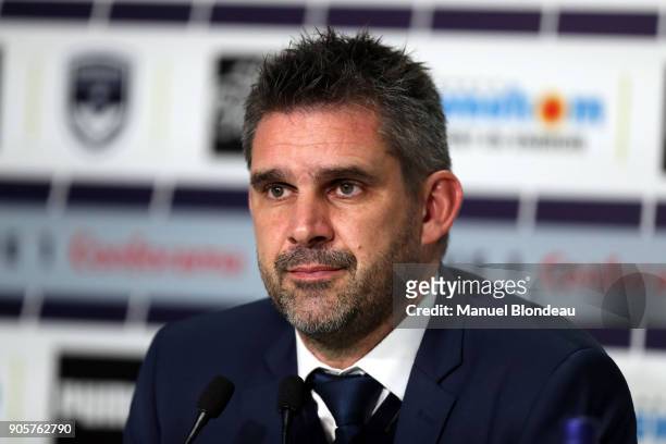 Head coach Jocelyn Gourvennec of Bordeaux during press conference after the Ligue 1 match between FC Girondins de Bordeaux and SM Caen at Stade...