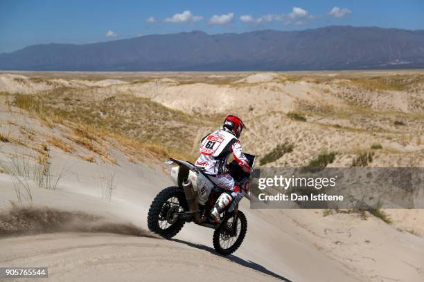 Oriol Mena of Spain and Hero Rally Motorsports rides a Hero 450 Rally bike in the Classe 2.2 : Marathon during stage ten of the 2018 Dakar Rally...