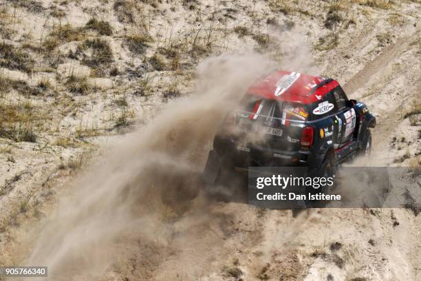 Orlando Terranova of Argentina and Mini X-Raid drives with co-driver Bernardo Graue of Argentina in the Mini John Cooper Rally Works car in the...