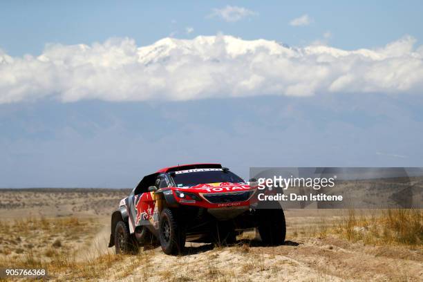 Cyril Despres of France and Peugeot Total drives with co-driver David Castera of France in the 3008 DKR Peugeot car in the Classe : T1.4 2 Roues...