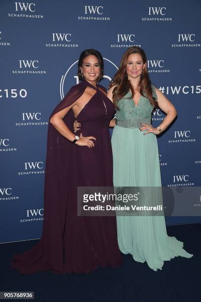 Hend Sabry and Raya Abirached walks the red carpet for IWC Schaffhausen at SIHH 2018 on January 16, 2018 in Geneva, Switzerland.