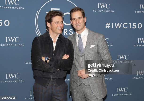 James Marsden and Christoph Grainger-Herr at the IWC booth during the Maison's launch of its Jubilee Collection at the Salon International de la...