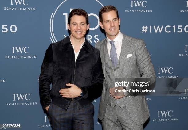 James Marsden and Christoph Grainger-Herr at the IWC booth during the Maison's launch of its Jubilee Collection at the Salon International de la...