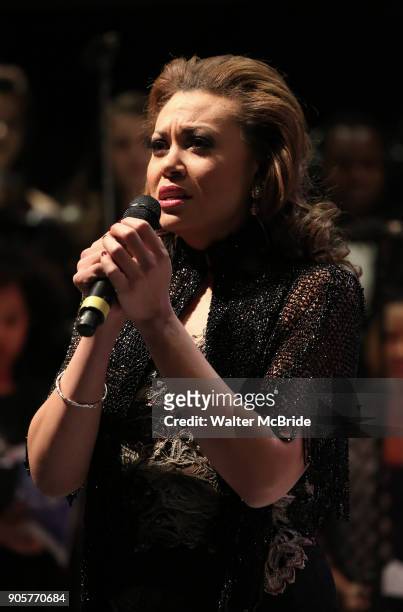 Alyson Cambridge performing during the Performance Presentation of "Rocktopia" at SIR Studios on January 16, 2018 in New York City.