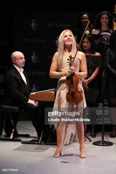 Henry Aaronson and Mairead Nesbitt performing during the Performance Presentation of "Rocktopia" at SIR Studios on January 16, 2018 in New York City.