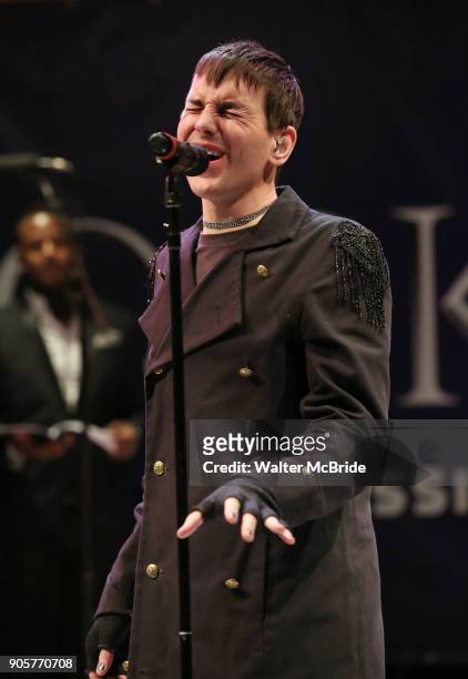 Tony Vincent performing during the Performance Presentation of "Rocktopia" at SIR Studios on January 16, 2018 in New York City.