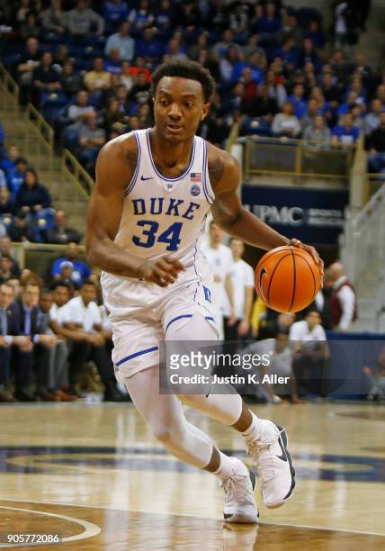 Wendell Carter Jr of the Duke Blue Devils in action against at Petersen Events Center on January 10, 2018 in Pittsburgh, Pennsylvania.