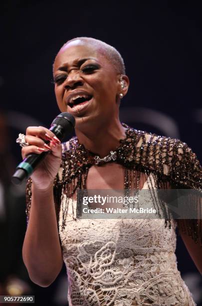 Kimberly Nichole performing during the Performance Presentation of "Rocktopia" at SIR Studios on January 16, 2018 in New York City.