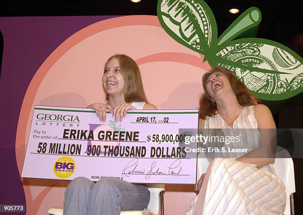 Ericka Greene of Lawrenceville, GA, and her mother Vicki Chambless appear at a press conference after Greene won almost $59 million with one of the...