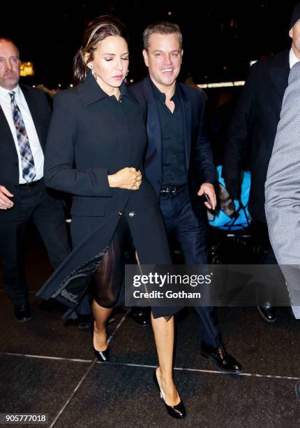 Matt Damon and Luciana Damon on January 15, 2018 in New York City.