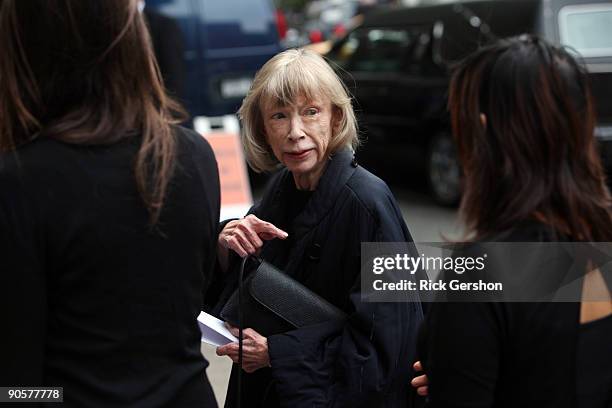 Author Joan Didion attends the funeral of Dominick Dunne at The Church of St. Vincent Ferrer on September 10, 2009 in New York City. Author Dominick...