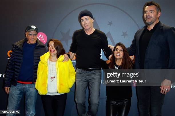 Christophe Lambert, Audrey Dana, Franck Dubosc, Reem Kherici and Aurnaud Ducret attend Opening Ceremony during the 21st L'Alpe D'Huez Comedy Film...