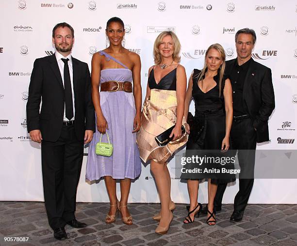 Marco Voigt, founder of the Clean Tech Media Award, Annabelle Mandeng, actress Marion Kracht, Nova Meierhenrich and actor Hannes Jaenicke attend the...