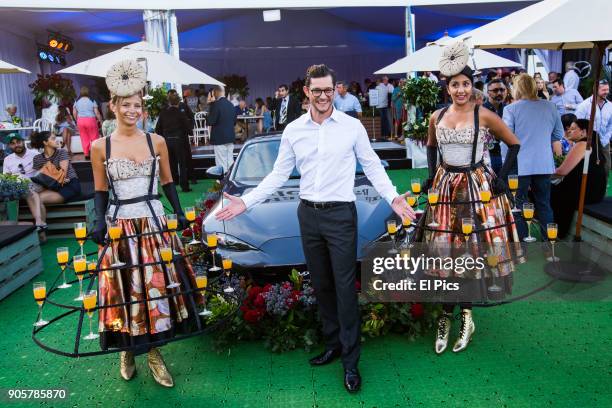 Rob Mills attends Opera in Domain 2018, Model Dana Trebar works at event on January 13, 2018 in Sydney, Australia.