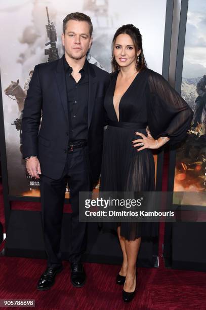 Matt Damon and Luciana Damon attend the world premiere of "12 Strong" at Jazz at Lincoln Center on January 16, 2018 in New York City.