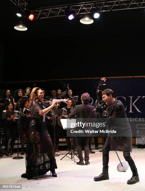 Tony Vincent and Alyson Cambridge performing during the Performance Presentation of "Rocktopia" at SIR Studios on January 16, 2018 in New York City.