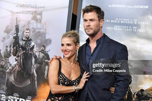 Actors Elsa Pataky and Chris Hemsworth attend the "12 Strong" World Premiere at Jazz at Lincoln Center on January 16, 2018 in New York City.