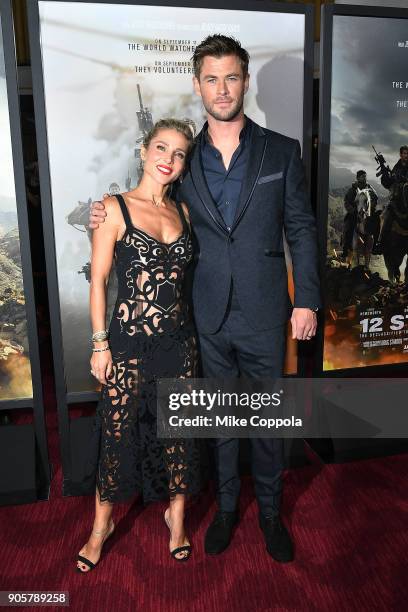 Actors Elsa Pataky and Chris Hemsworth attend the "12 Strong" World Premiere at Jazz at Lincoln Center on January 16, 2018 in New York City.