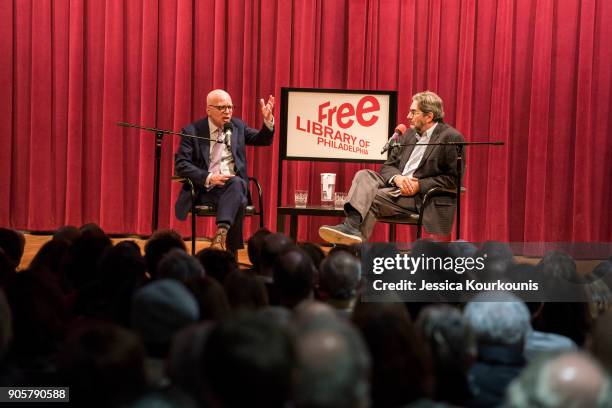 Author Michael Wolff discusses his controversial book on the Trump administration titled "Fire and Fury" with Dick Polman on January 16, 2018 in...