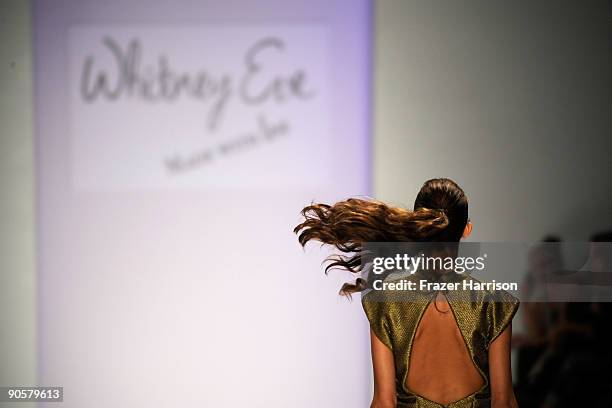 Model walks the runway at the TRESemme at Whitney Eve Spring 2010 Fashion Show at the Promenade during Mercedes-Benz Fashion Week at Bryant Park on...