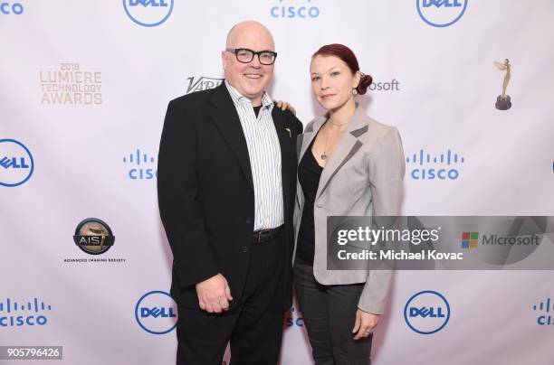 The Advanced Imaging Society Awards Chairman Buzz Hays and Lucid Dreams Productions Founder Celine Tricart attend the Advanced Imaging Society 2018...