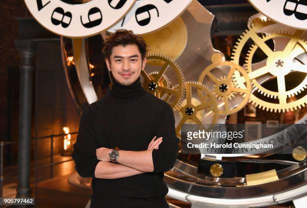 Chen Bolin visits the IWC booth during the Maison's launch of its Jubilee Collection at the Salon International de la Haute Horlogerie on January 16,...
