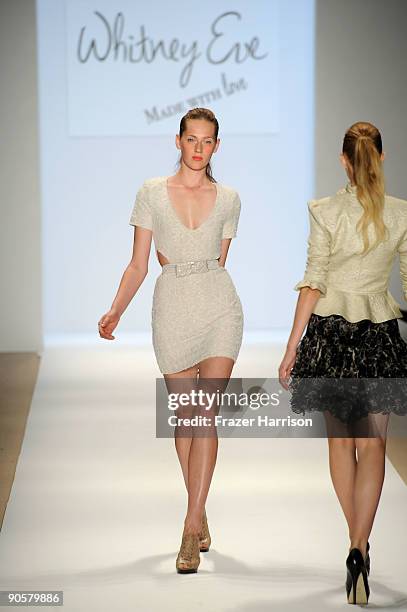 Model walks the runway at the TRESemme at Whitney Eve Spring 2010 Fashion Show at the Promenade during Mercedes-Benz Fashion Week at Bryant Park on...