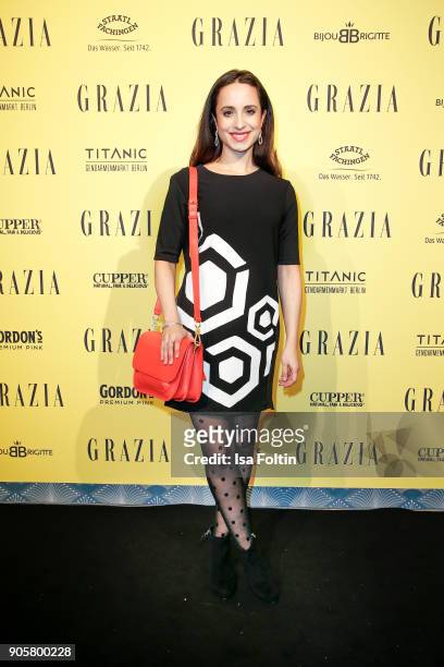 German actress Stephanie Stumph attends the Grazia Fashion Dinner at Titanic Deluxe Hotel on January 16, 2018 in Berlin, Germany.
