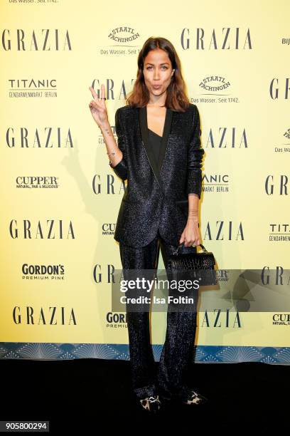 German presenter Rabea Schif attends the Grazia Fashion Dinner at Titanic Deluxe Hotel on January 16, 2018 in Berlin, Germany.