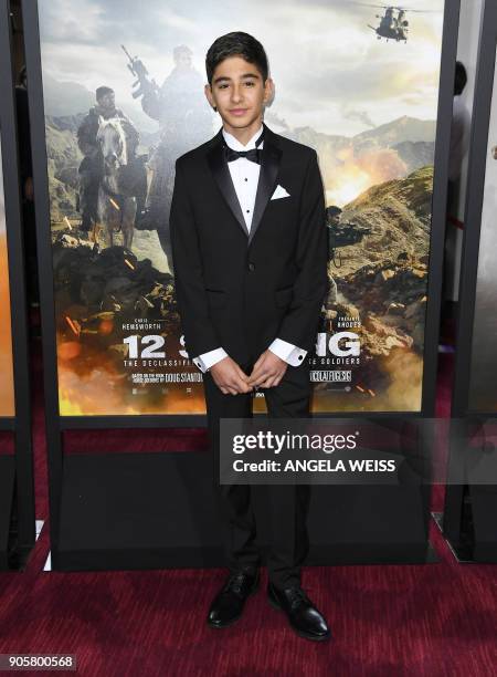 Actor Arshia Mandavi attends the world premiere of "12 Strong" at Jazz at Lincoln Center on January 16 in New York City. / AFP PHOTO / ANGELA WEISS