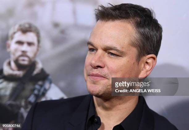 Actor Matt Damon attends the world premiere of "12 Strong" at Jazz at Lincoln Center on January 16 in New York City. / AFP PHOTO / ANGELA WEISS