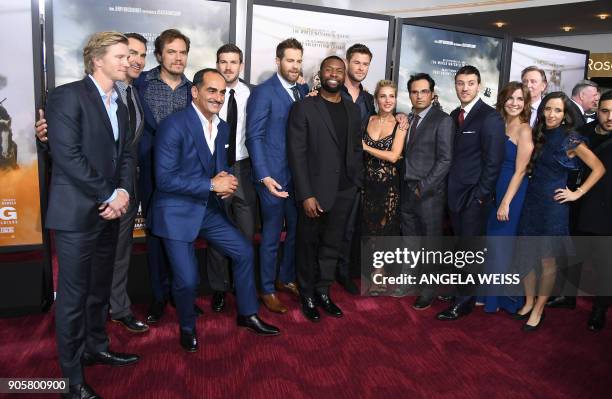 Cast and crew attend the world premiere of "12 Strong" at Jazz at Lincoln Center on January 16 in New York City. / AFP PHOTO / ANGELA WEISS