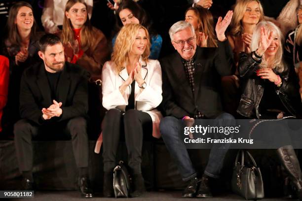 Clemens Schick, Veronica Ferres, Helmut Schlotterer and his wife Ute Schlotterer during the Marc Cain Fashion Show Berlin Autumn/Winter 2018 at metro...