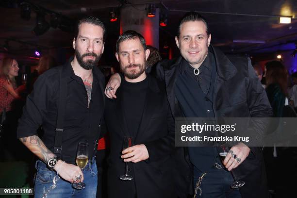 Alec Voelkel, Clemens Schick and Sascha Vollmer during the Marc Cain Fashion Show Berlin Autumn/Winter 2018 at metro station Potsdamer Platz on...