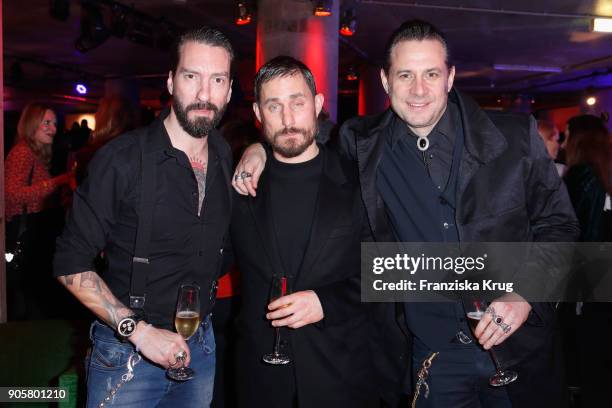 Alec Voelkel, Clemens Schick and Sascha Vollmer during the Marc Cain Fashion Show Berlin Autumn/Winter 2018 at metro station Potsdamer Platz on...